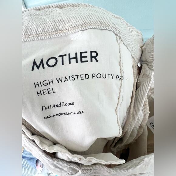 Mother high waisted pouty prep heel pants ultra wide leg linen lyocell cream 28 - Picture 16 of 16